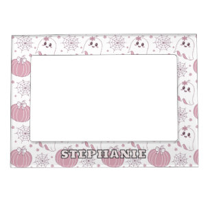 Pastel Pink Halloween Seamless Pattern (3) Magnetic Frame