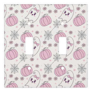 Pastel Pink Halloween Seamless Pattern (4) Light Switch Cover