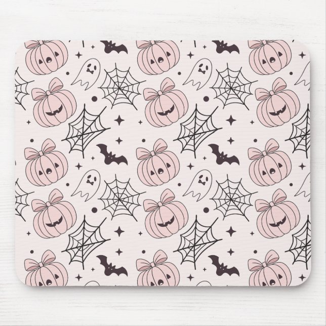 Pastel Pink Halloween Seamless Pattern (5) Mouse Pad (Front)