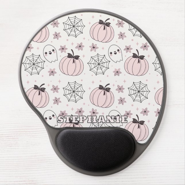 Pastel Pink Halloween Seamless Pattern Gel Mouse Pad (Front)