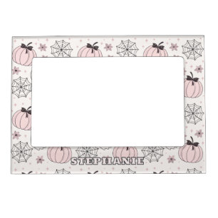 Pastel Pink Halloween Seamless Pattern Magnetic Frame