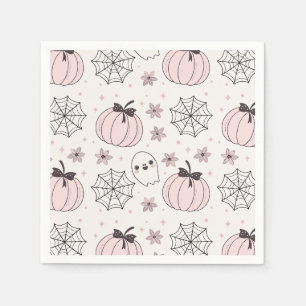 Pastel Pink Halloween Seamless Pattern Napkins