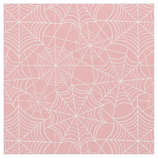 pastel pink halloween spider web fabric