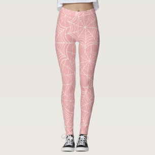 pastel pink halloween spider web leggings