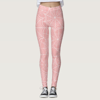 pastel pink halloween spider web leggings