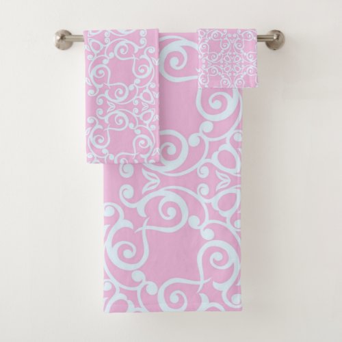 PASTEL PINK HAMPTONS STYLE BATHROOM TOWEL SET