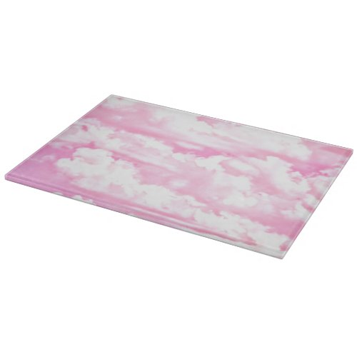 Pastel Pink Happy Clouds Decoration Cutting Board