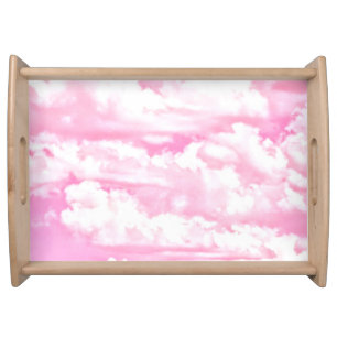 Pastel Pink Happy Clouds Decoration Serving Tray