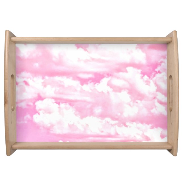 Pastel Pink Happy Clouds Decoration Serving Tray (Front)