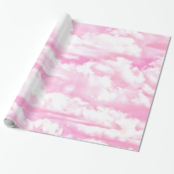 Pastel Pink Happy Clouds Decoration Wrapping Paper by MustacheShoppe at Zazzle