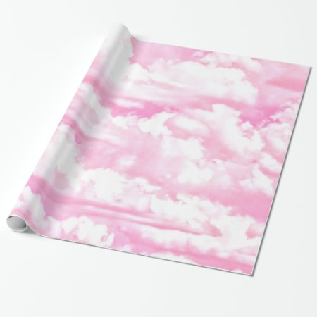 Pastel Pink Happy Clouds Decoration Wrapping Paper