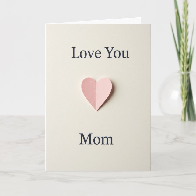 Pastel Pink Heart Mothers Day Card (Front)