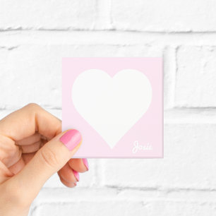 Pastel Pink Heart Post-it Notes with Name