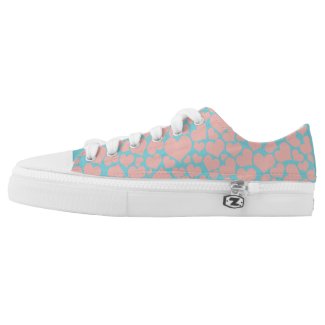 Pastel Pink Hearts Low Top Shoes