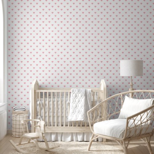 Pastel Pink Hearts on White  Wallpaper