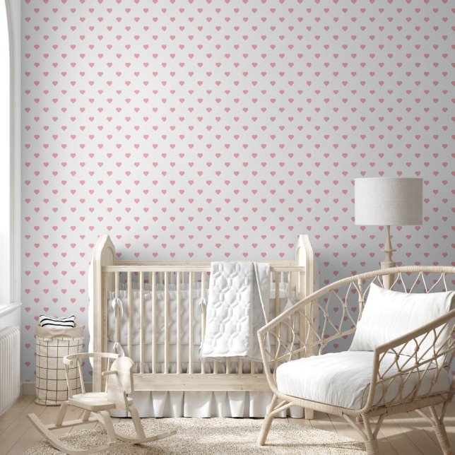 Pastel Pink Hearts on White  Wallpaper (Kids)