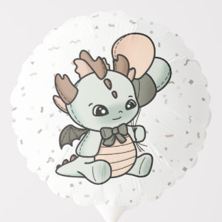 Pastel Pink Holding Balloons Glitter Baby Dragon