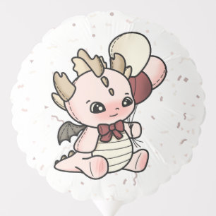 Pastel Pink Holding Balloons Glitter Baby Dragon