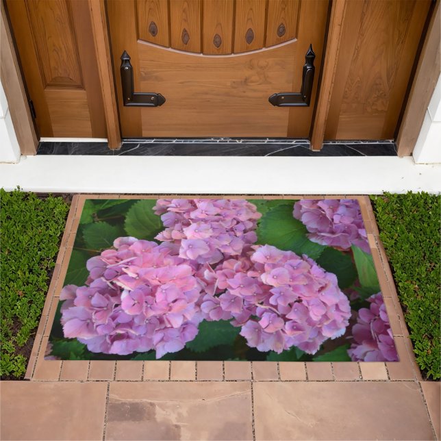 Pastel pink Hortensia hydrangea flowers            Doormat (Outdoor)