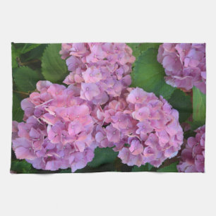 Pastel pink Hortensia hydrangea flowers Kitchen Towel
