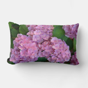 Pastel pink Hortensia hydrangea flowers Lumbar Pillow
