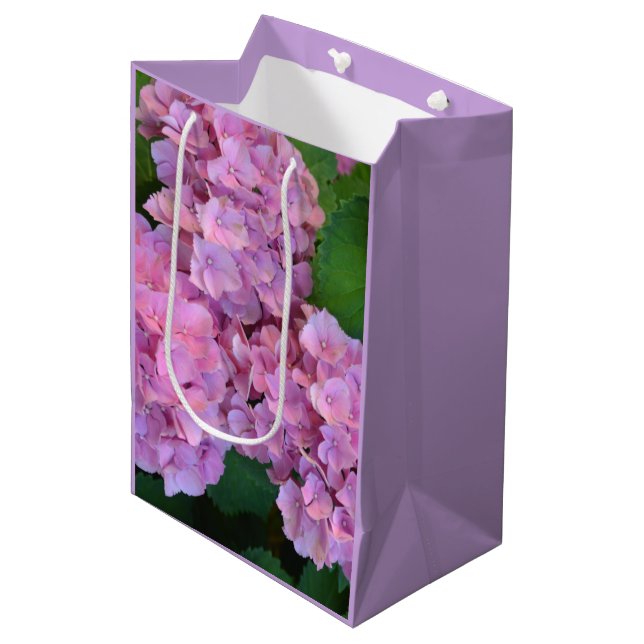 Pastel pink Hortensia hydrangea flowers  Medium Gift Bag (Front Angled)