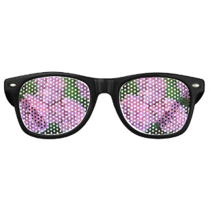 Pastel pink Hortensia hydrangea flowers Retro Sunglasses