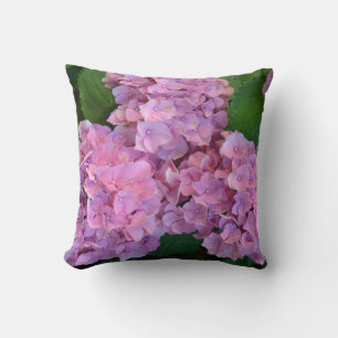 Pastel pink Hortensia hydrangea flowers Throw Pillow