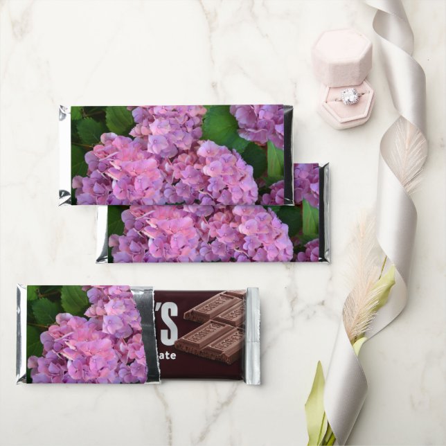 Pastel pink hydrangea bloom   hershey bar favors (Front)