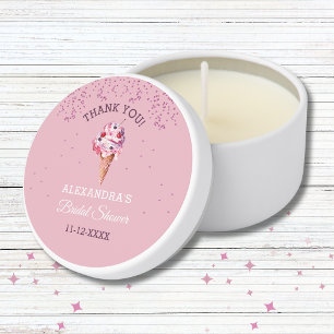 Pastel Pink Ice Cream Bridal Shower Thank You Mini Candle Favors