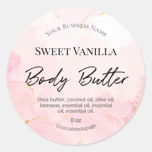 Pastel Pink Ink Body Butter Label