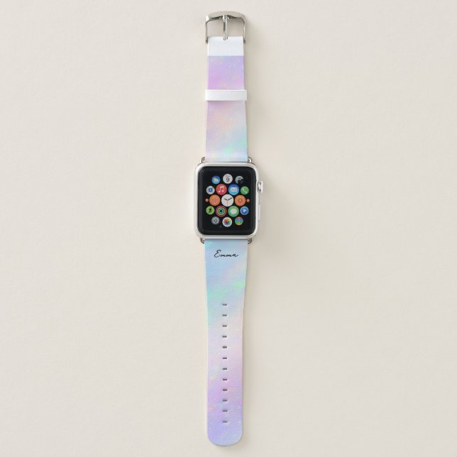 Pastel Pink Iridescent Opal Gradient Apple Watch Band (Front)