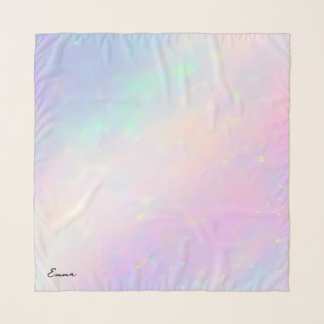 Pastel Pink Iridescent Opal Ombre Scarf (Front)
