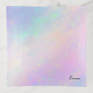 Pastel Pink Iridescent Opal Ombre Trinket Tray