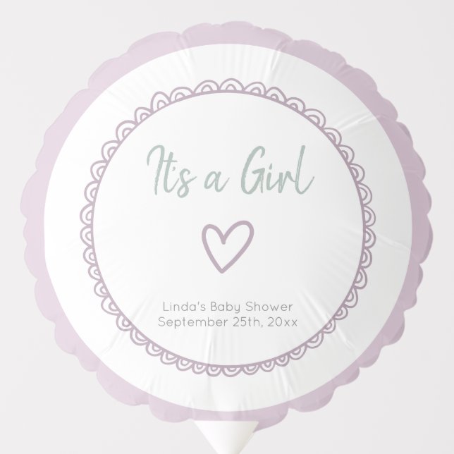 Pastel Pink It's a Girl Baby Shower Balloon (Front)
