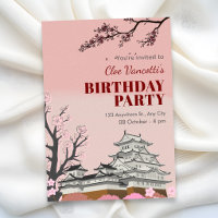 Pastel pink japanese blossom birthday