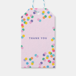 Pastel Pink Kids Birthday Thank You Confetti  Gift Tags