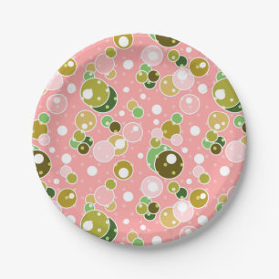 Pastel pink kids fun bubbles circles birthday cute paper plates
