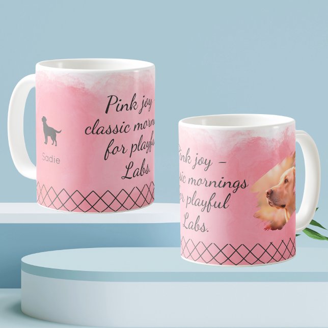 Pastel Pink Labrador Retriever Custom Photo & Name Coffee Mug (Creator Uploaded)