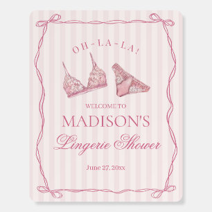 Pastel Pink Lace Lingerie Shower Bridal Welcome Foam Board