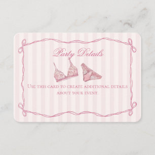 Pastel Pink Lace Lingerie Shower Details Enclosure Card