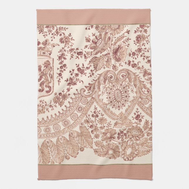 Pastel Pink Lace Roses Kitchen Towel (Vertical)