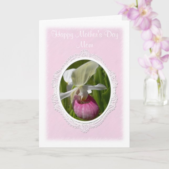 Pastel Pink Lady Slipper Greeting Card (Orchid)