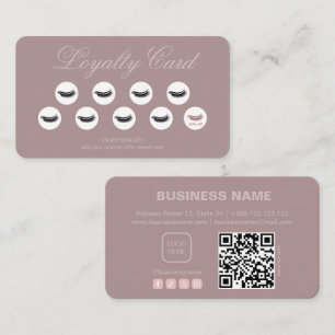 Pastel Pink Lashes Salon QR Code Loyalty Card 