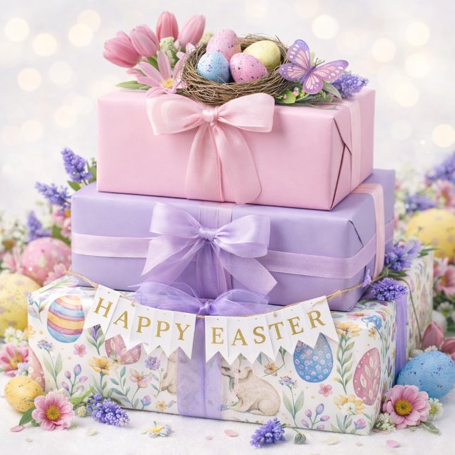 Pastel Pink & Lavender Easter Wrapping Paper Sheets (Creator Uploaded)