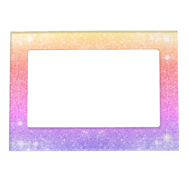 Pastel Pink Lavender Gold Glitter Sparkle Magnetic Picture Frame (Front)