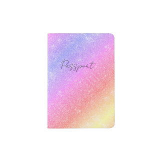 Pastel Pink Lavender Gold Glitter Sparkle Passport Holder