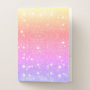 Pastel Pink Lavender Gold Glitter Sparkle Pocket Folder