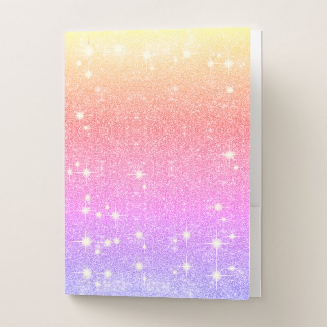 Pastel Pink Lavender Gold Glitter Sparkle Pocket Folder (Front)