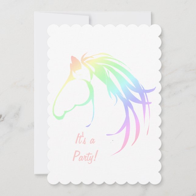 Pastel Pink Lavender  Horse Birthday Custom Invite (Front)